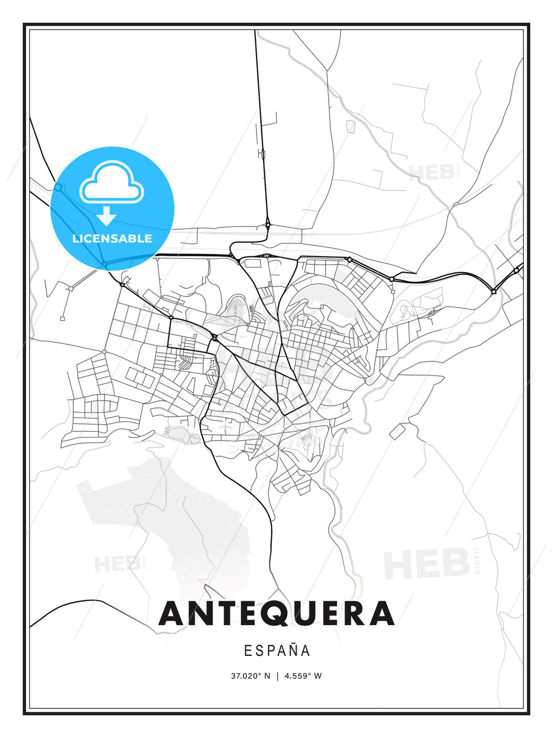 Antequera, Spain, Modern Print Template in Various Formats - HEBSTREITS Sketches