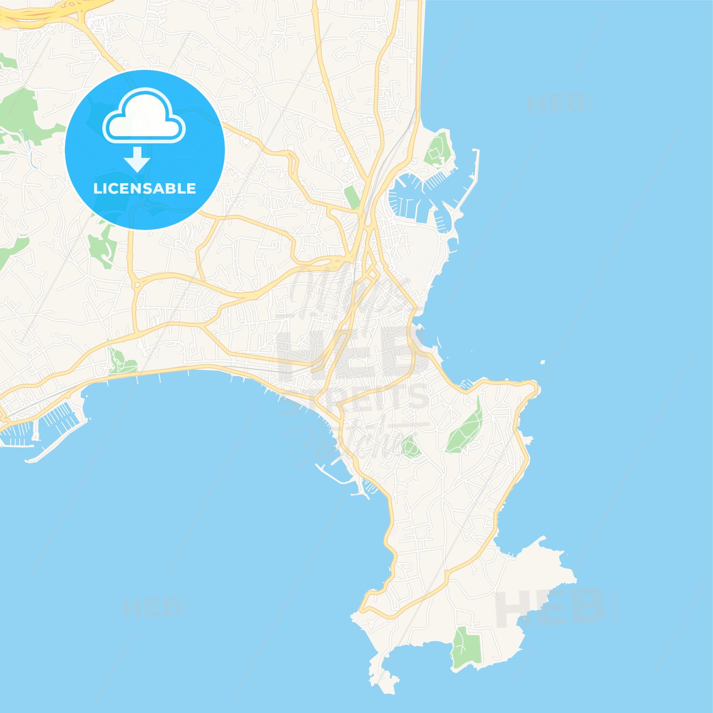 Antibes, France Vector Map - Classic Colors