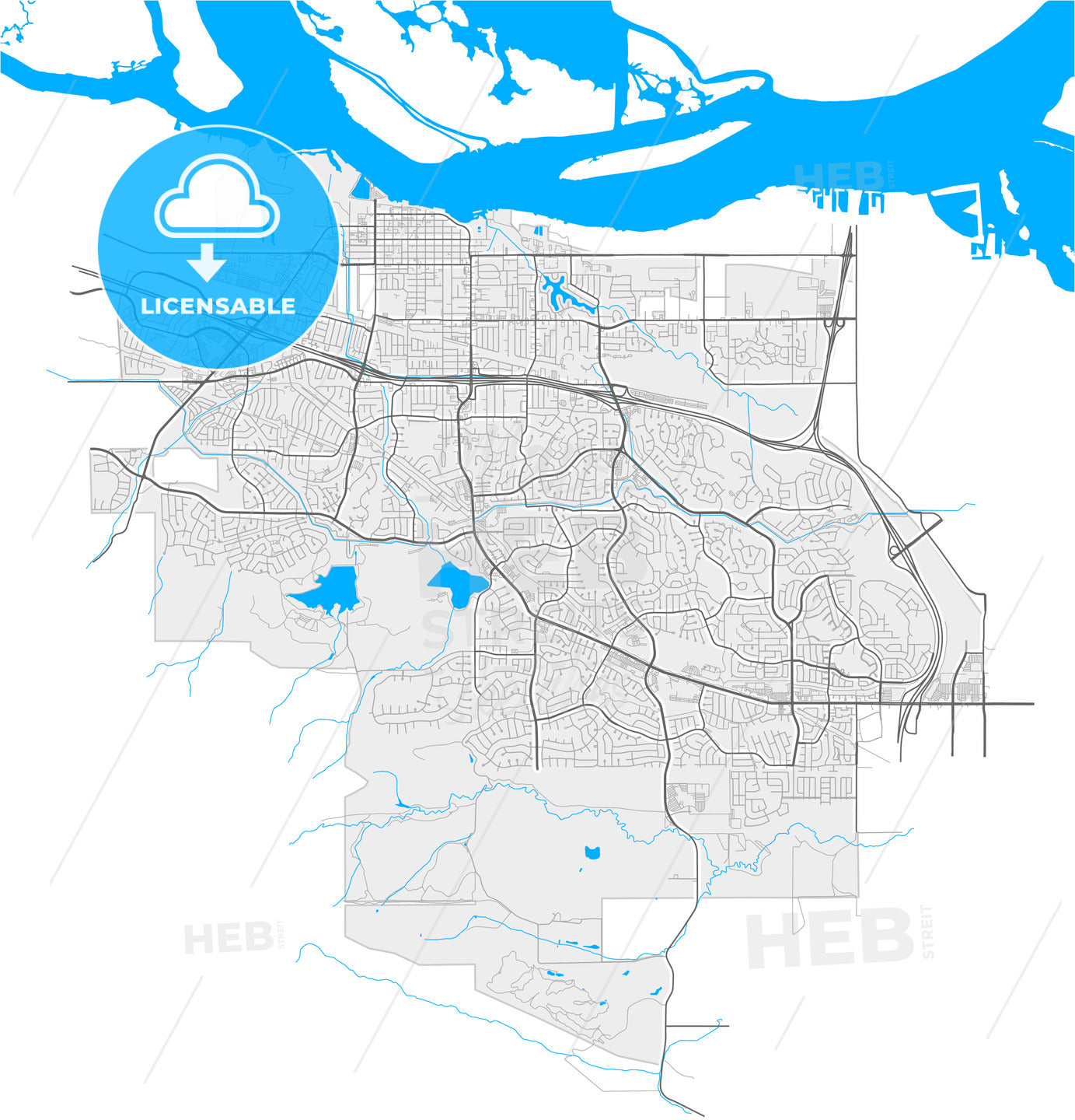 Antioch, California, United States, high quality vector map