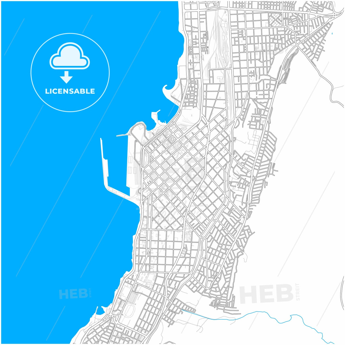 Antofagasta, Chile, city map with high quality roads.