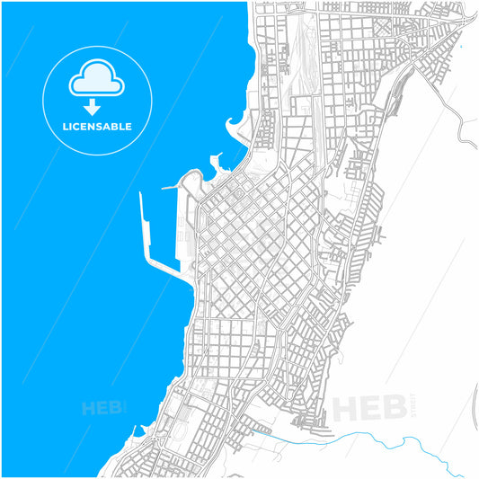 Antofagasta, Chile, city map with high quality roads.