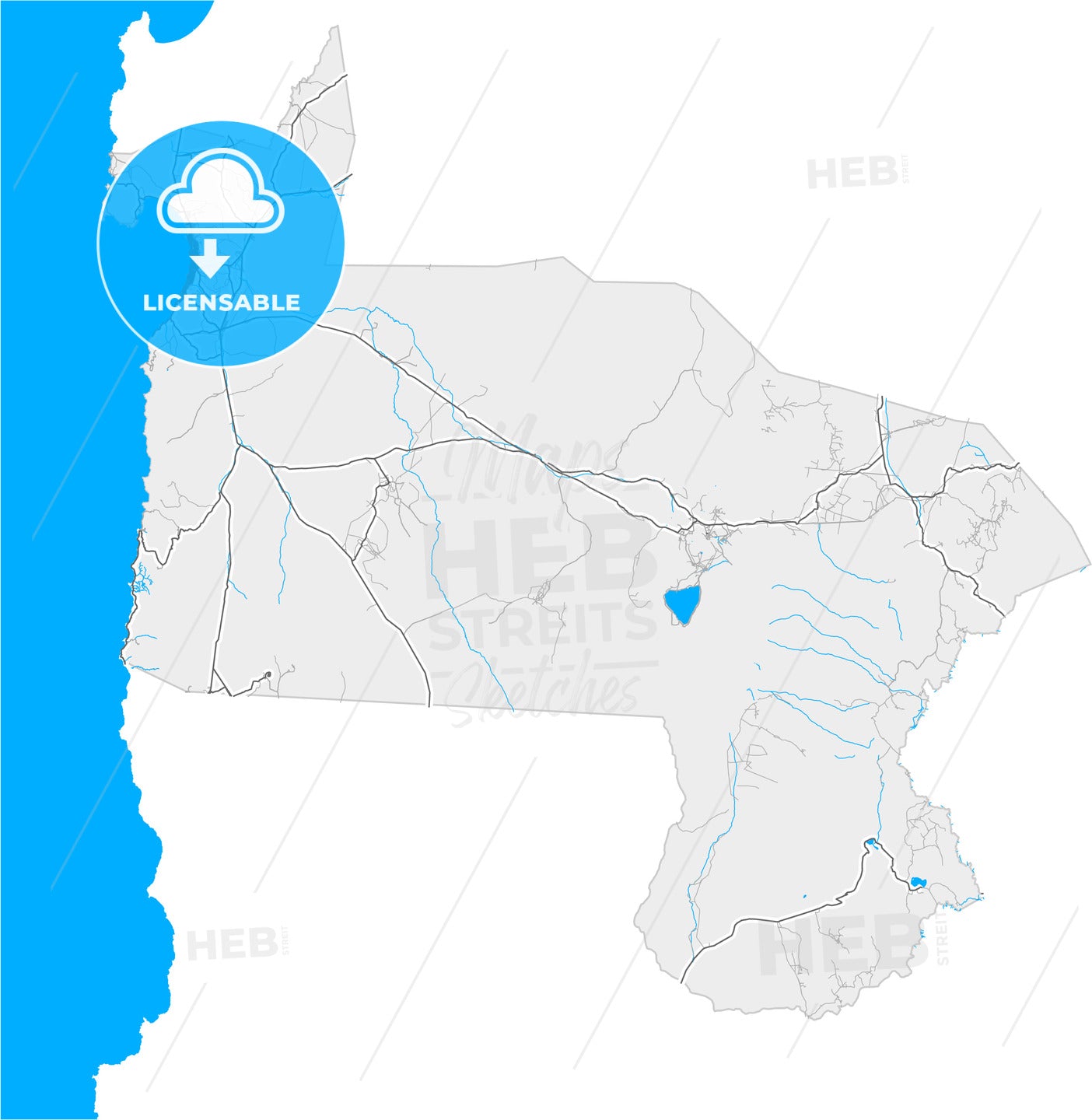 Antofagasta, Chile, high quality vector map