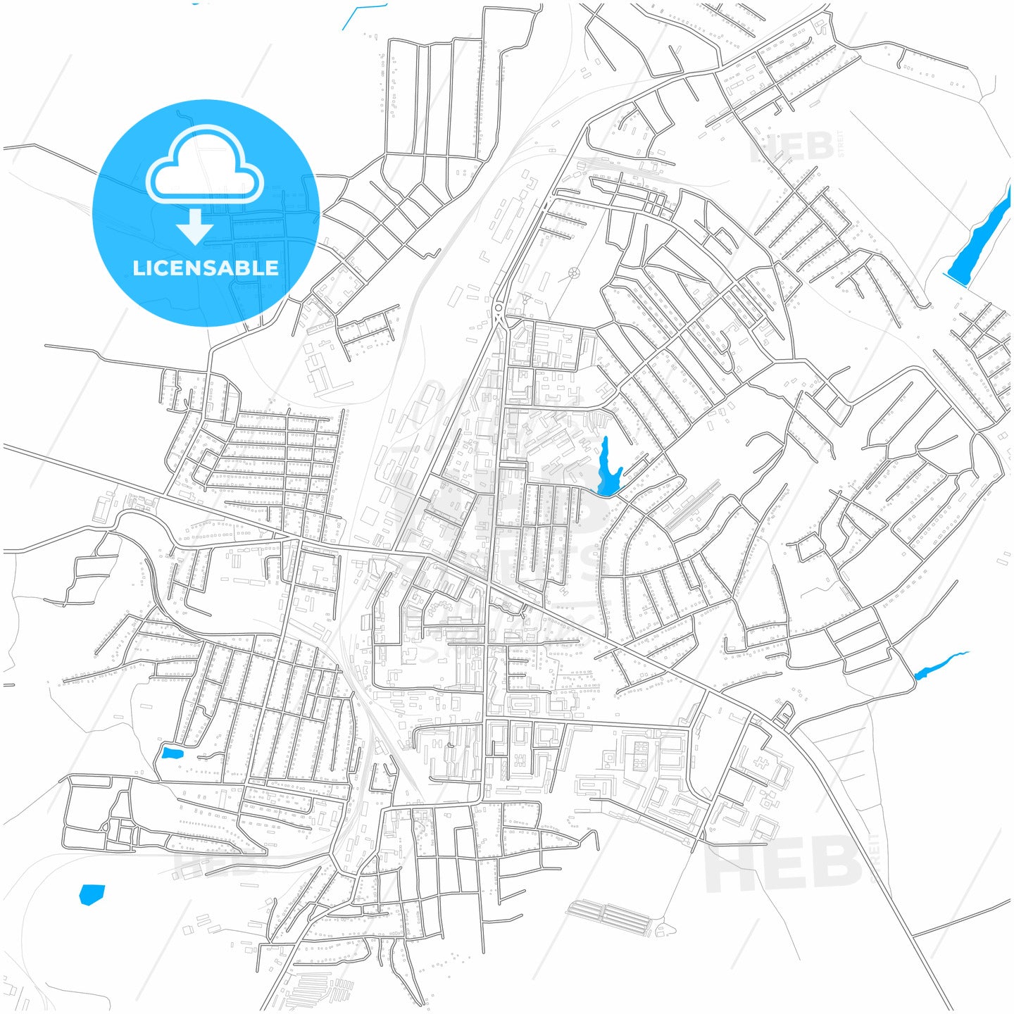 Antratsyt, Luhansk Oblast, Ukraine, city map with high quality roads.