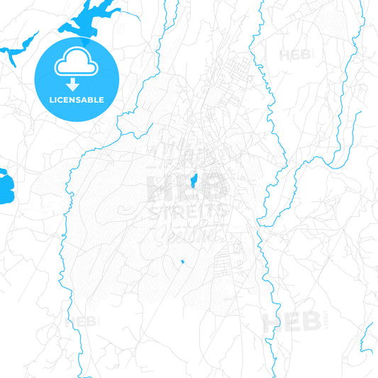 Antsirabe, Madagascar PDF vector map with water in focus