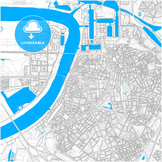 Antwerp, Belgium, city map with high quality roads.