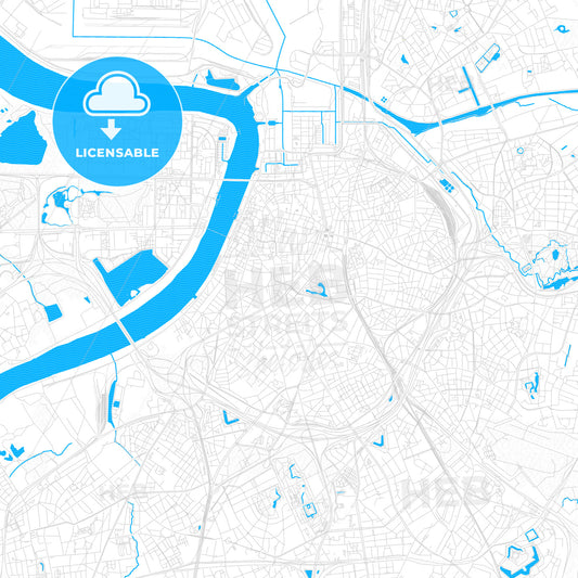 Antwerp, Belgium PDF vector map with water in focus
