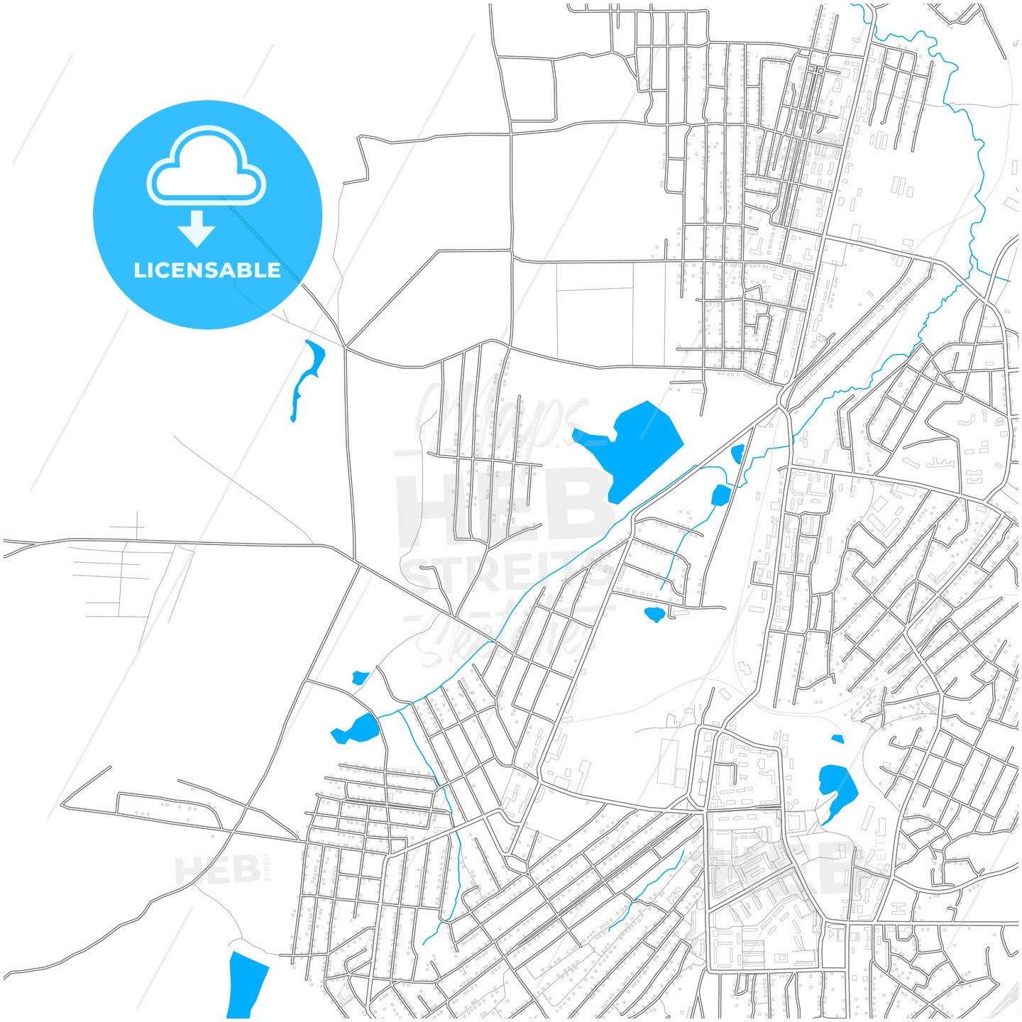 Anzhero-Sudzhensk, Kemerovo Oblast, Russia, city map with high quality roads.