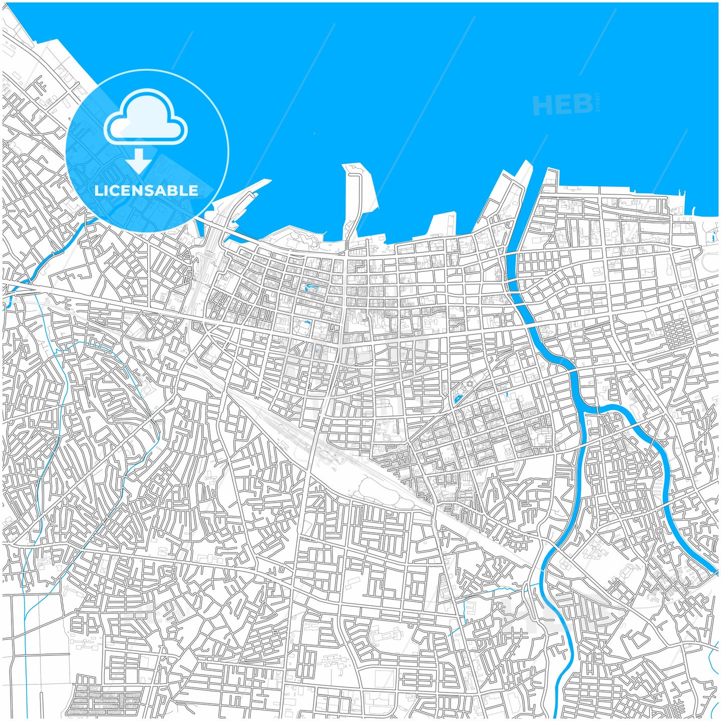 Aomori, Aomori, Japan, city map with high quality roads.