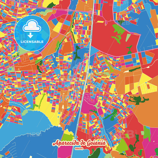 Aparecida de Goiania, Brazil Crazy Colorful Street Map Poster Template - HEBSTREITS Sketches
