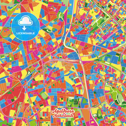 Apeldoorn, Netherlands Crazy Colorful Street Map Poster Template - HEBSTREITS Sketches