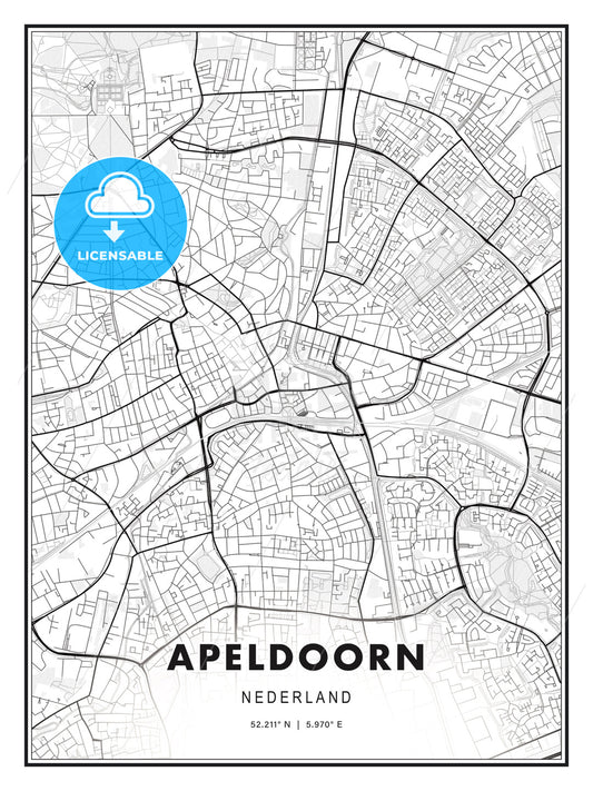 Apeldoorn, Netherlands, Modern Print Template in Various Formats - HEBSTREITS Sketches