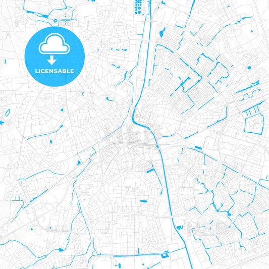 Apeldoorn, Netherlands PDF vector map with water in focus