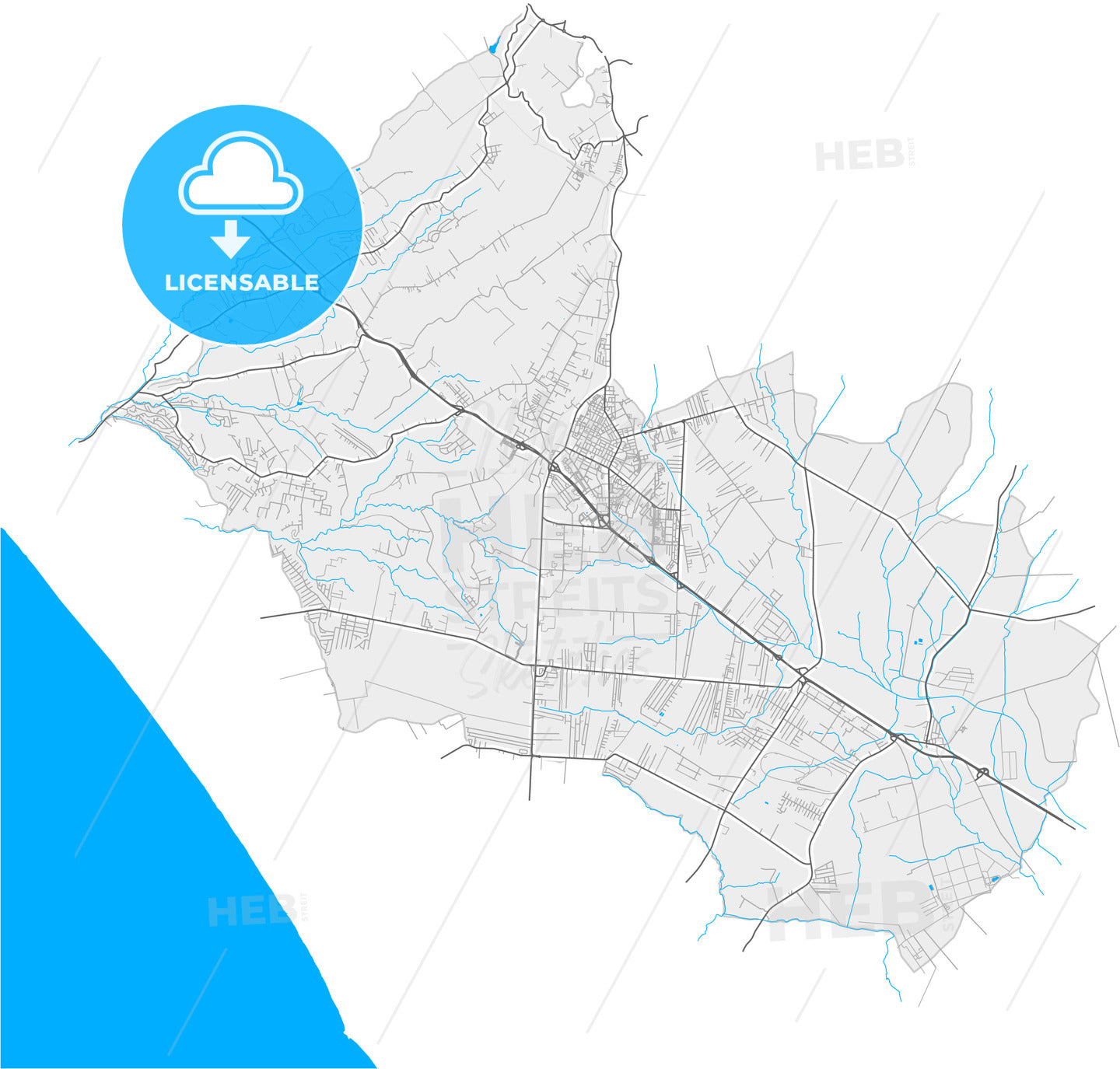 Aprilia, Lazio, Italy, high quality vector map