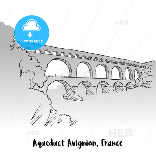 Aqueduct Avignion, France Greeting Card Design – instant download