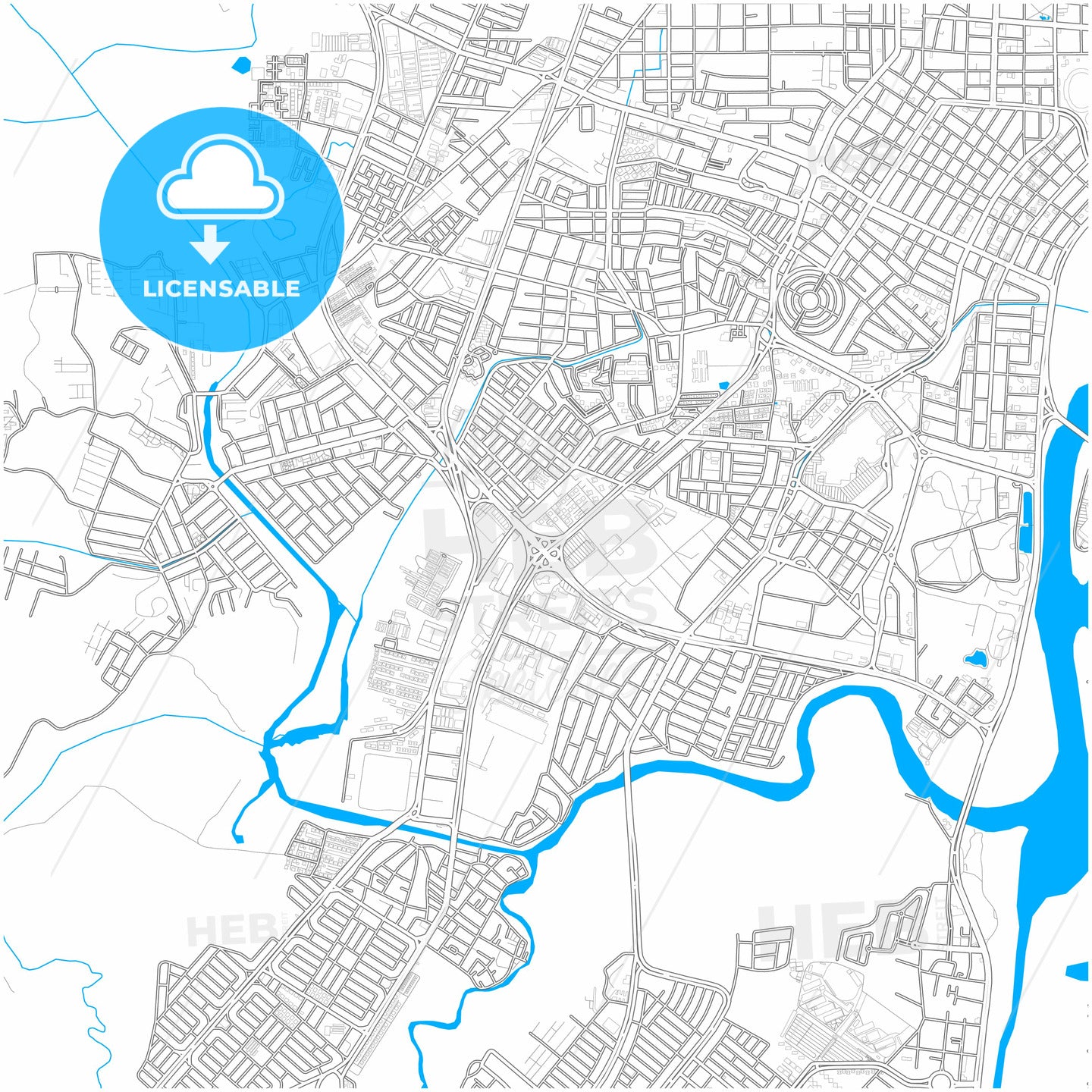 Aracaju, Brazil, city map with high quality roads.