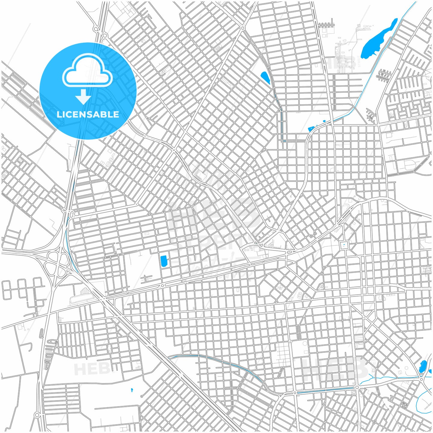 Aracatuba, Brazil, city map with high quality roads.