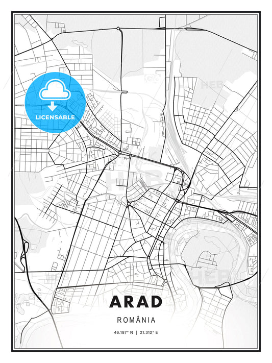 Arad, Romania, Modern Print Template in Various Formats - HEBSTREITS Sketches