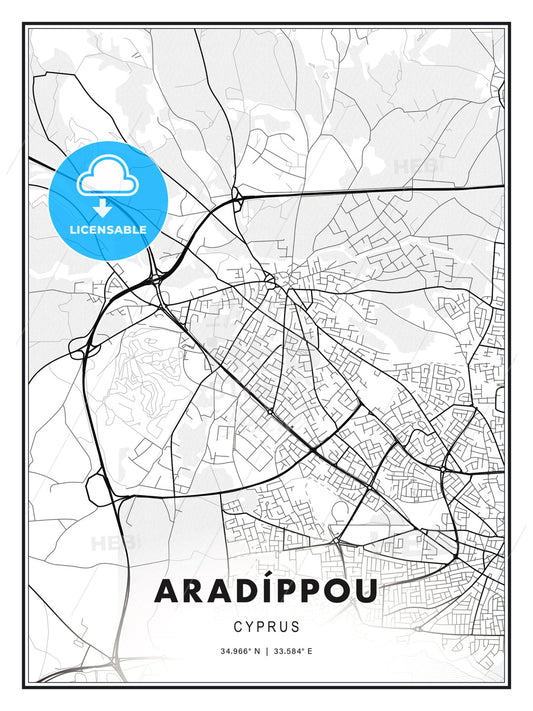 Aradíppou  , Cyprus, Modern Print Template in Various Formats - HEBSTREITS Sketches