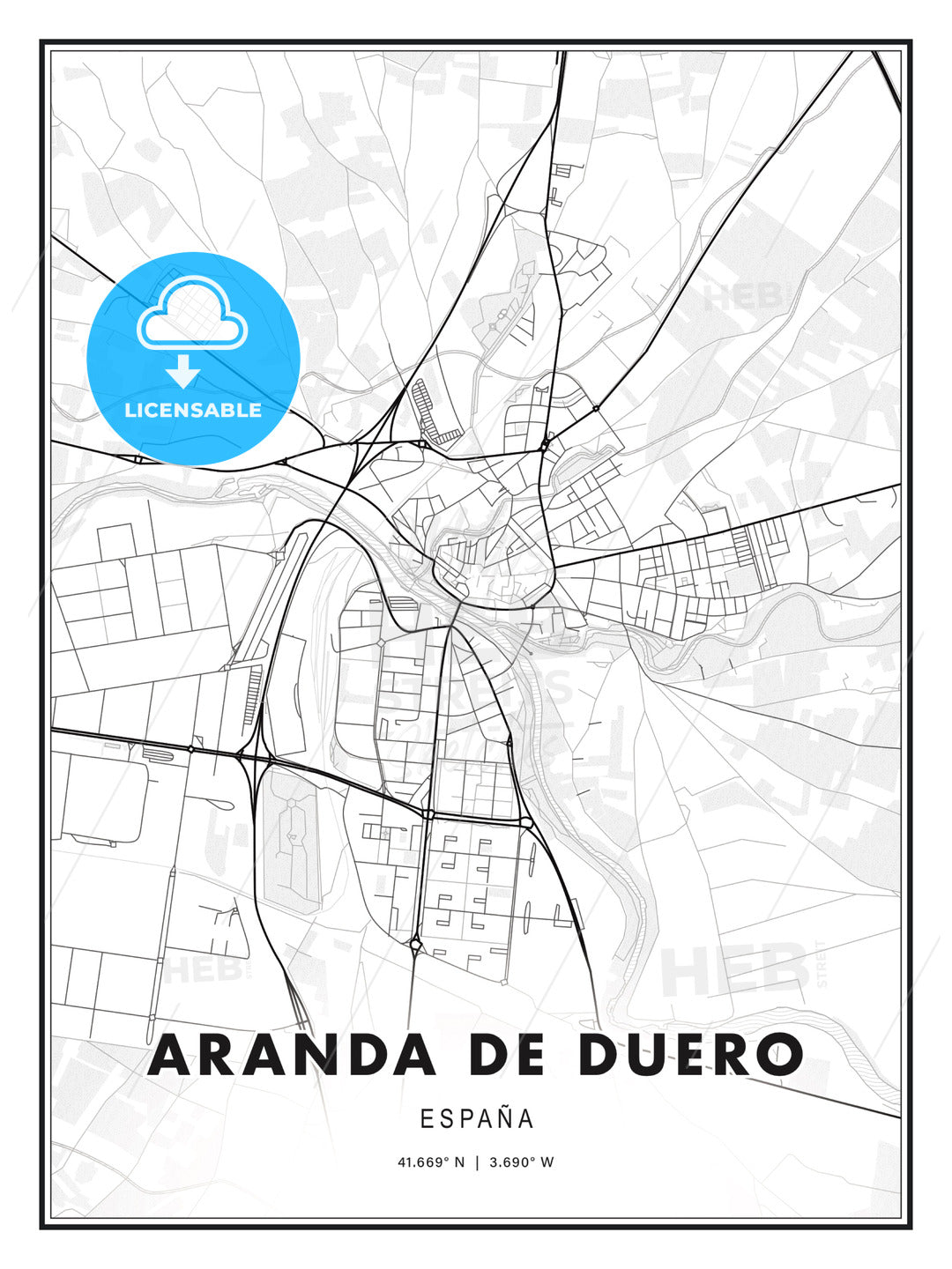 Aranda de Duero, Spain, Modern Print Template in Various Formats - HEBSTREITS Sketches