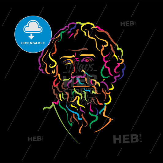 Archimedes Of Syracuse Crazy Colorful Outline Vector Drawing