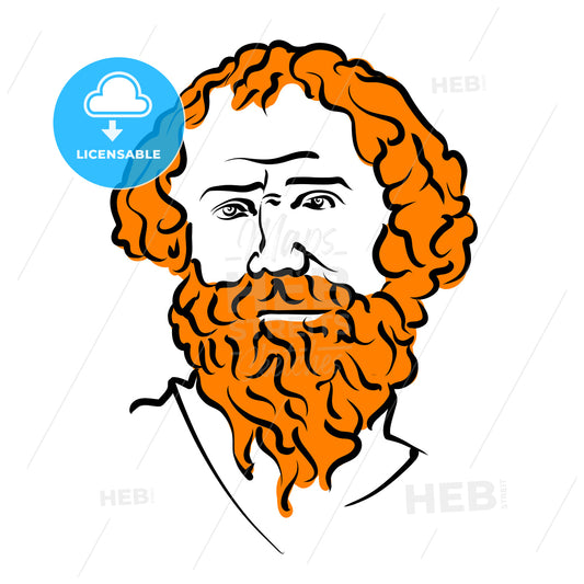 Archimedes Of Syracuse Vector Drawing With Surface For Hair