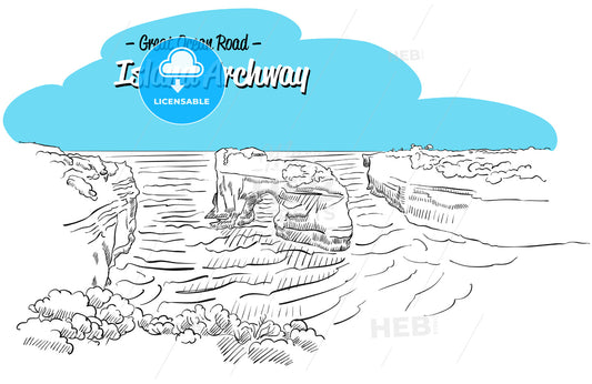 Archway Island Great Ocean Road Australia, Sketch – instant download