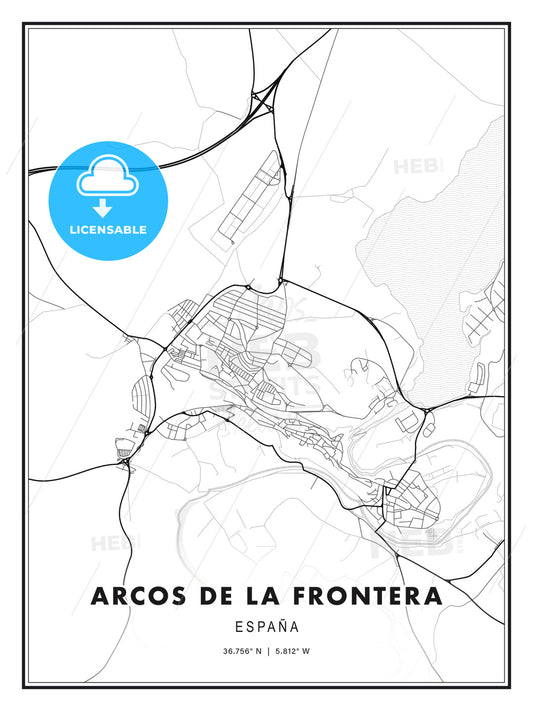 Arcos de la Frontera, Spain, Modern Print Template in Various Formats - HEBSTREITS Sketches