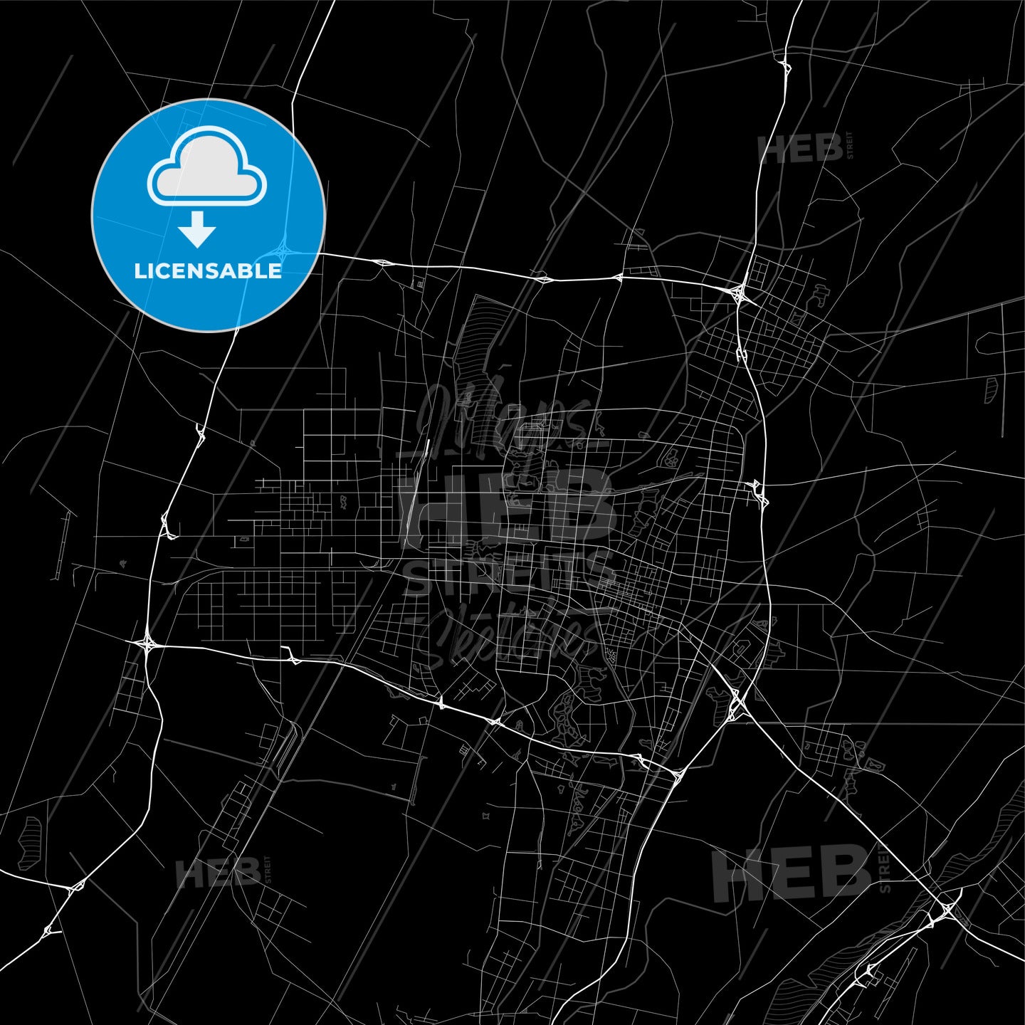 Area map of Yinchuan, China, Province Ningxia