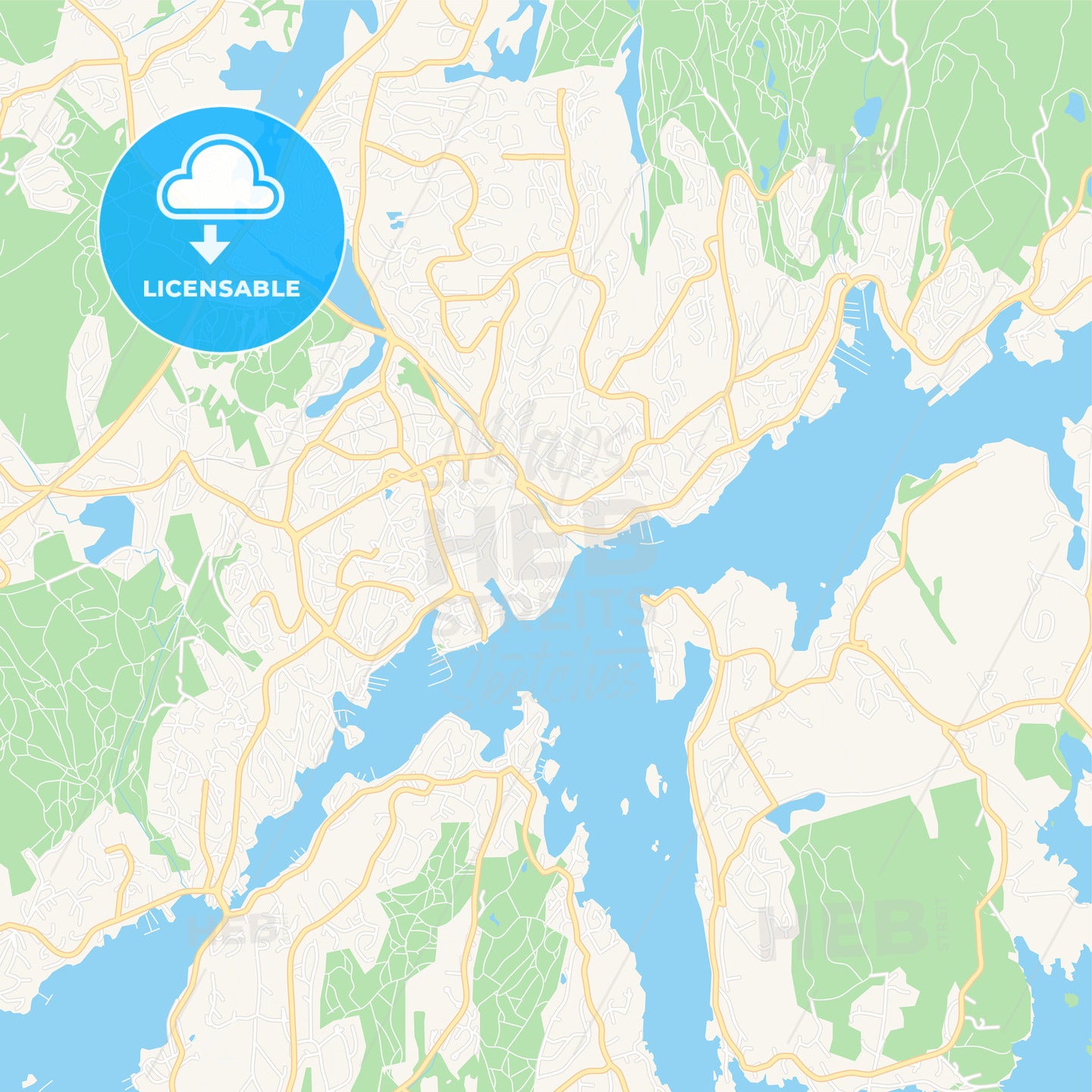 Arendal, Norway Vector Map - Classic Colors