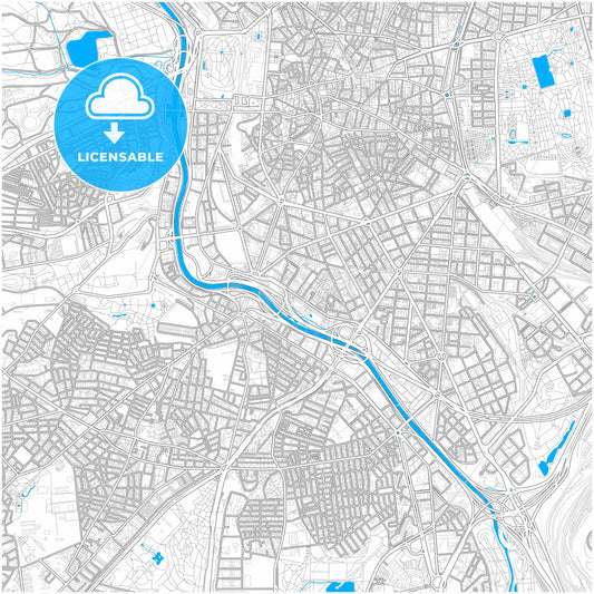 Arganzuela, Madrid, Spain, city map with high quality roads.