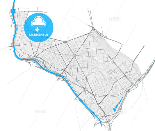 Arganzuela, Madrid, Spain, high quality vector map