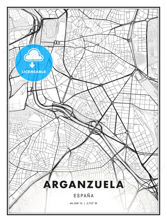 Arganzuela, Spain, Modern Print Template in Various Formats - HEBSTREITS Sketches