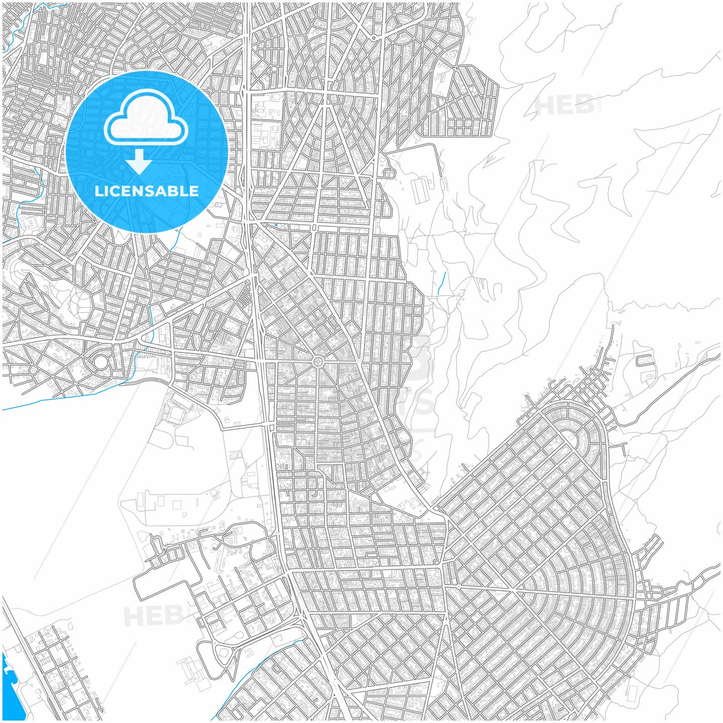 Argyroupoli, Attica, Greece, city map with high quality roads.