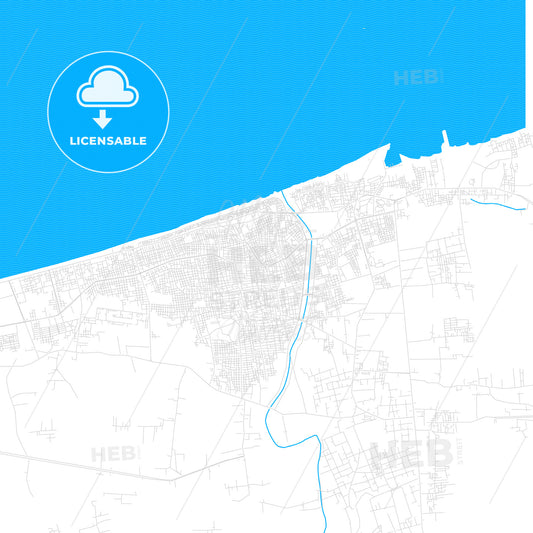 Arish, Egypt PDF vector map with water in focus