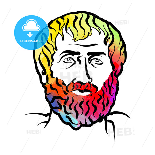 Aristotle Colorful Hair Vector Drawing