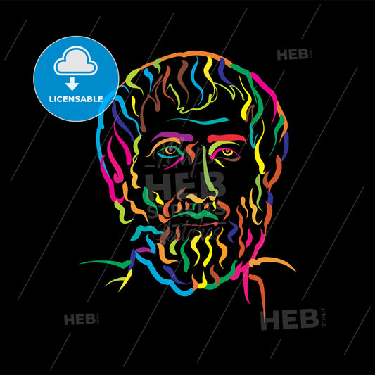Aristotle Crazy Colorful Outline Vector Drawing