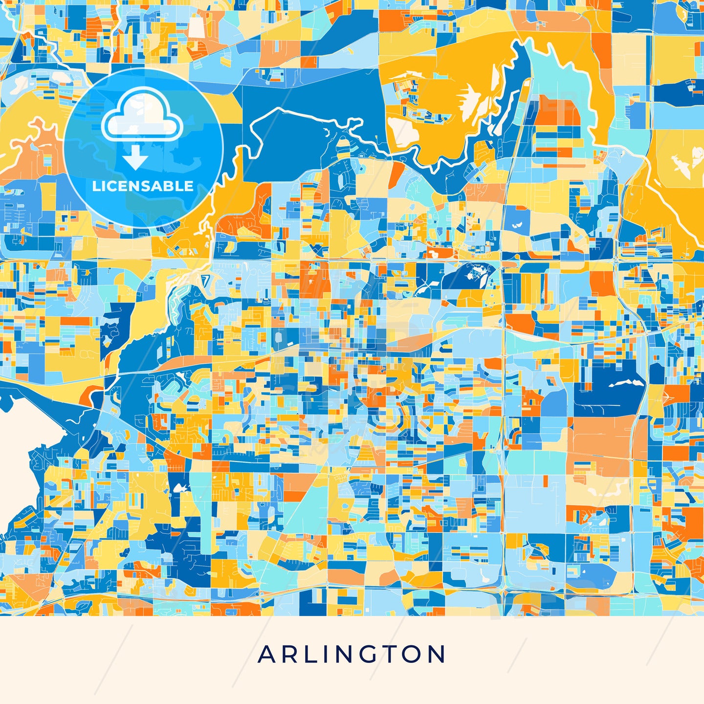 Arlington colorful map poster template