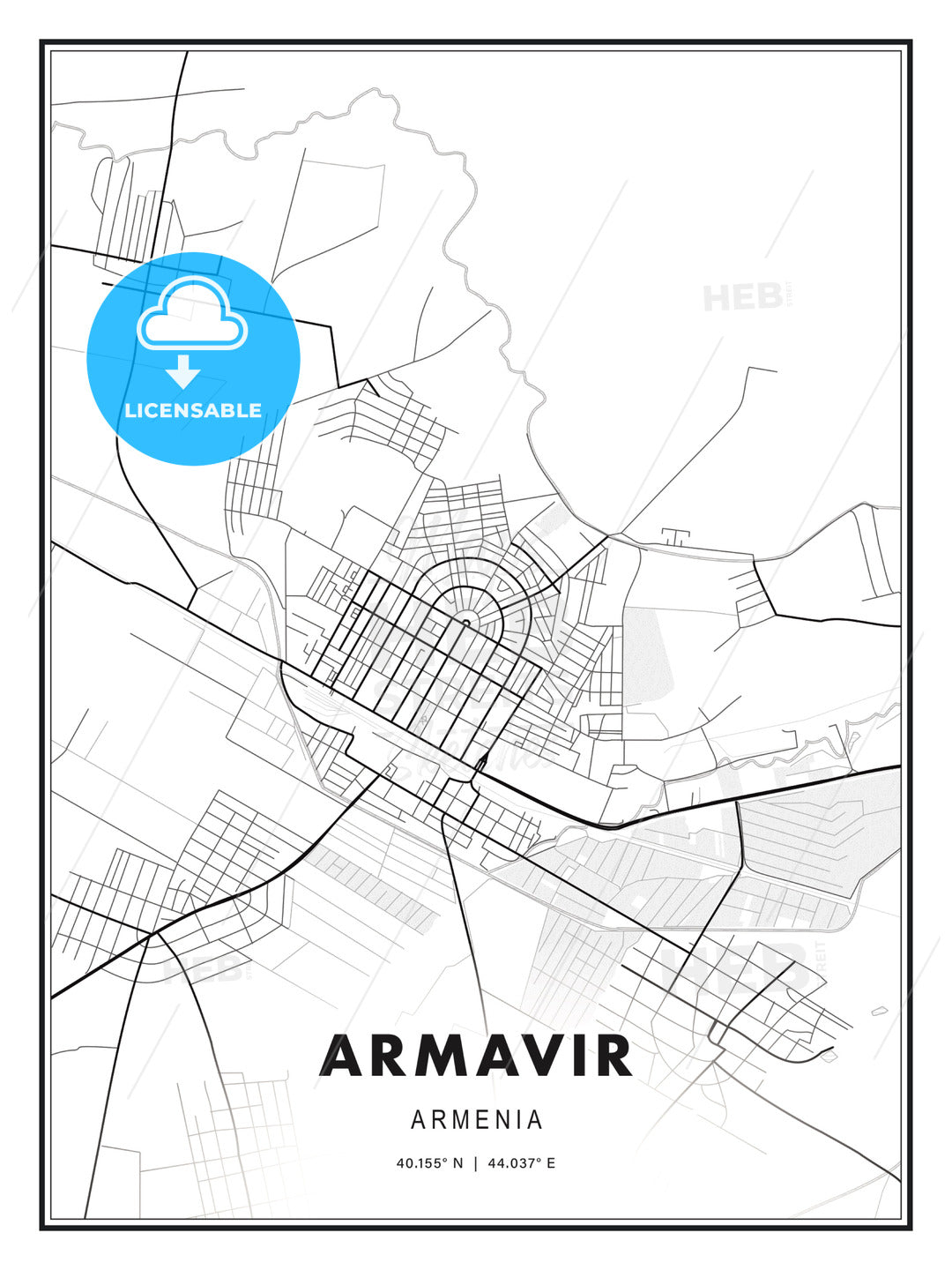 Armavir, Armenia, Modern Print Template in Various Formats - HEBSTREITS Sketches