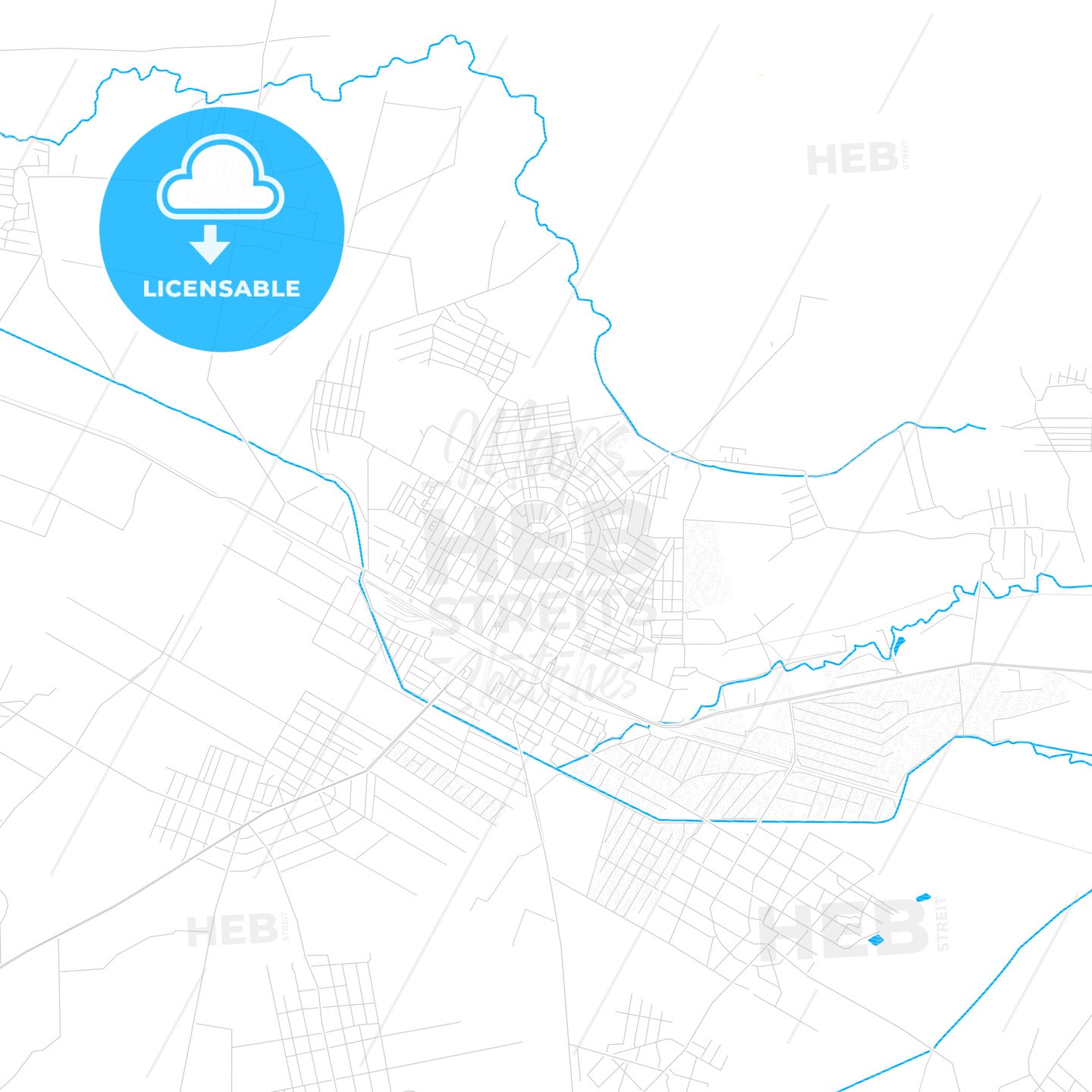 Armavir, Armenia PDF vector map with water in focus