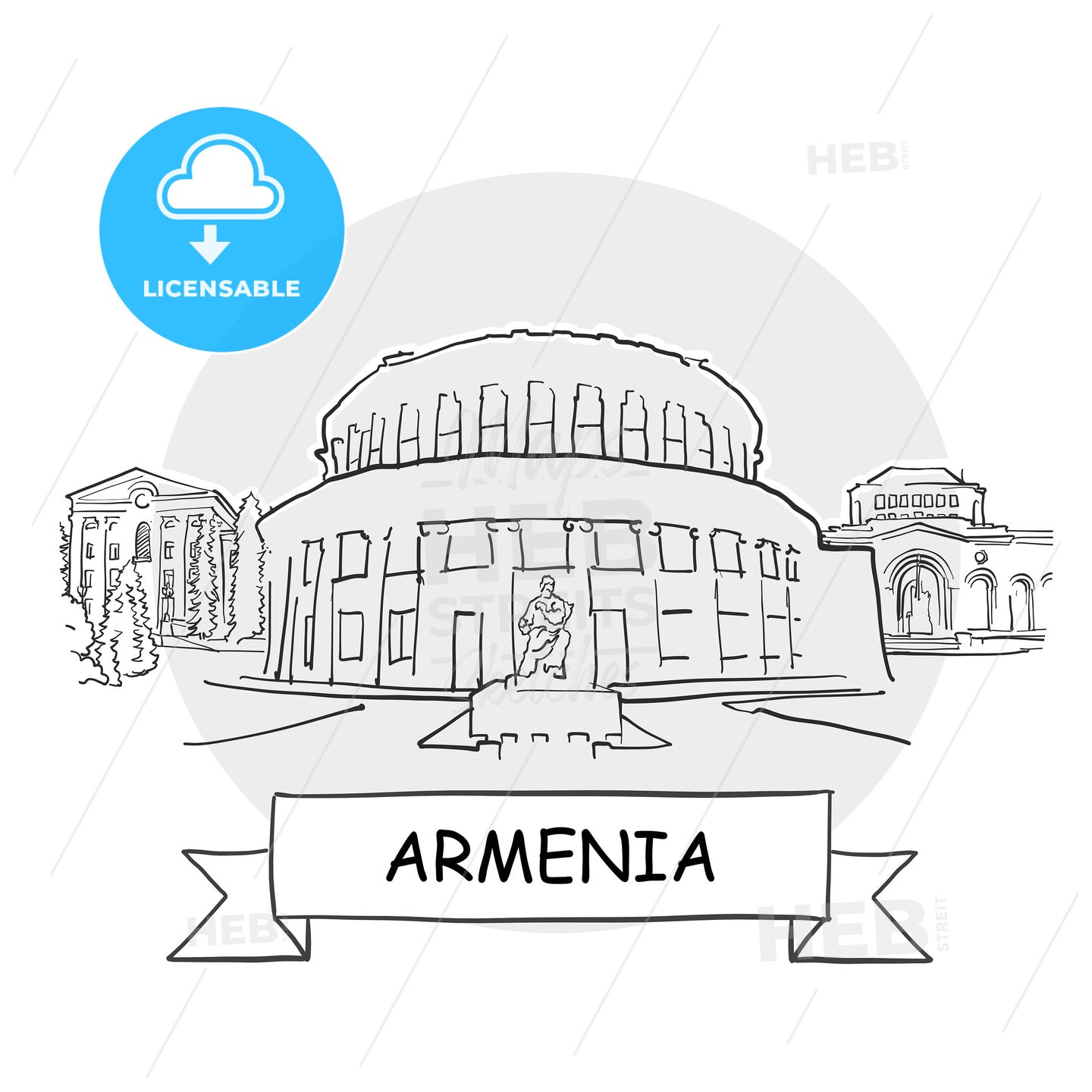 Armenia hand-drawn urban vector sign – instant download