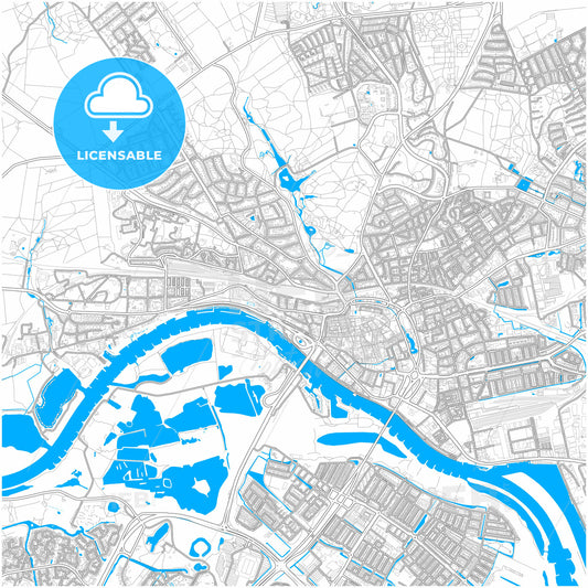 Arnhem, Gelderland, Netherlands, city map with high quality roads.