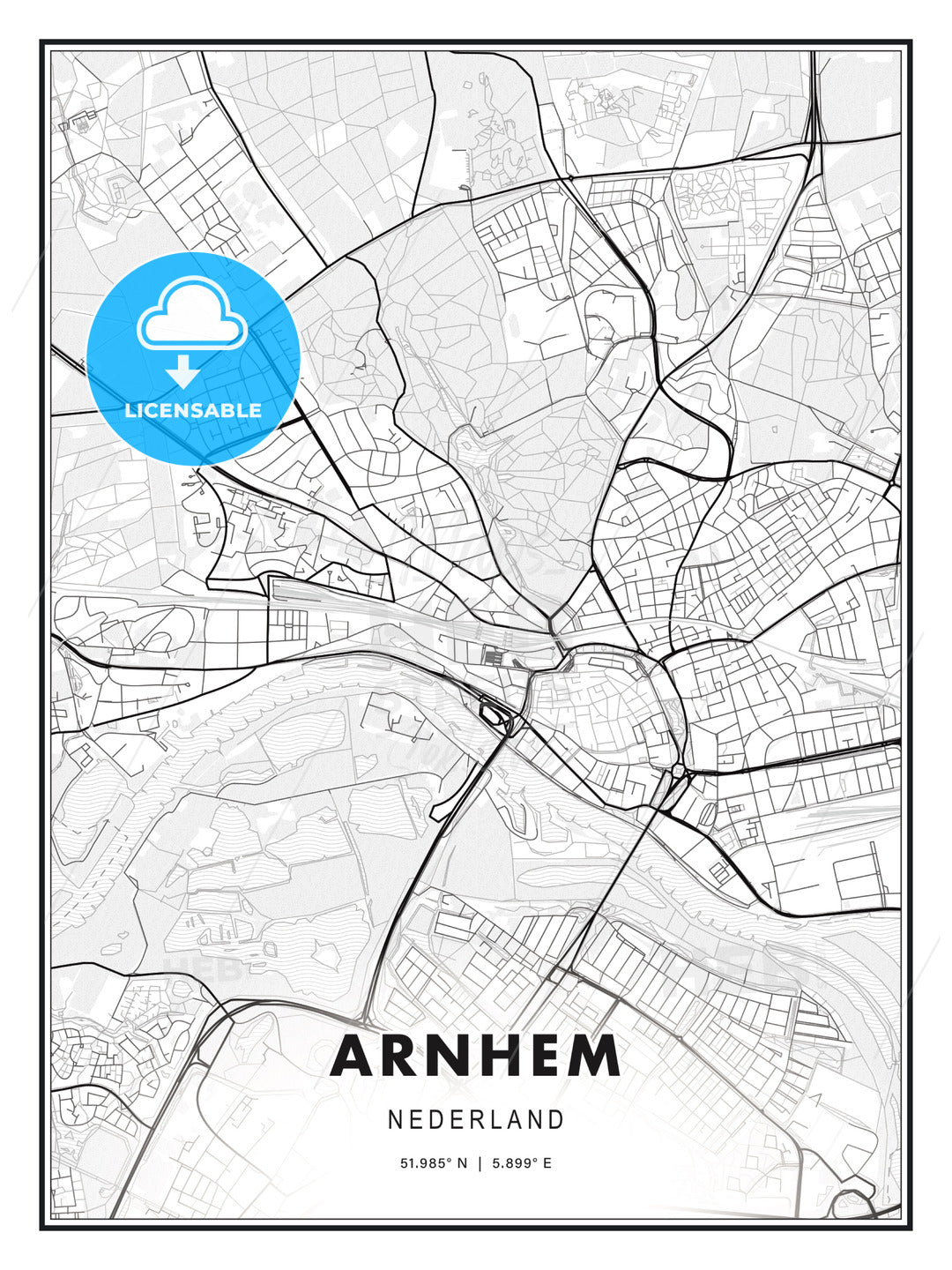 Arnhem, Netherlands, Modern Print Template in Various Formats - HEBSTREITS Sketches