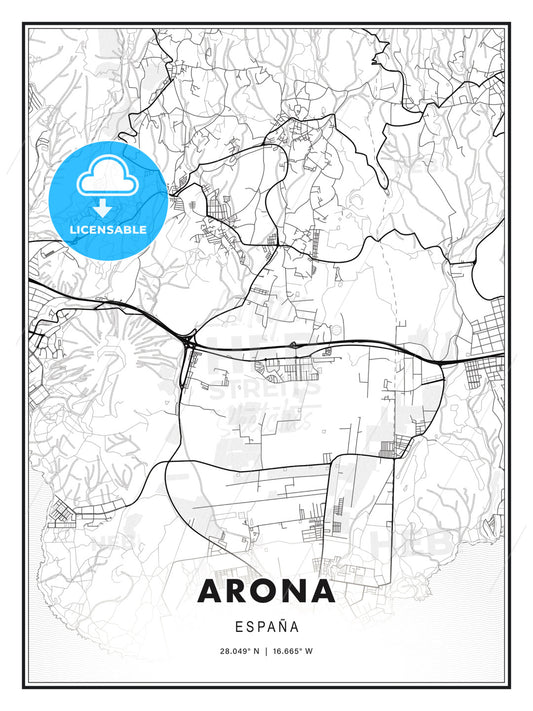 Arona, Spain, Modern Print Template in Various Formats - HEBSTREITS Sketches