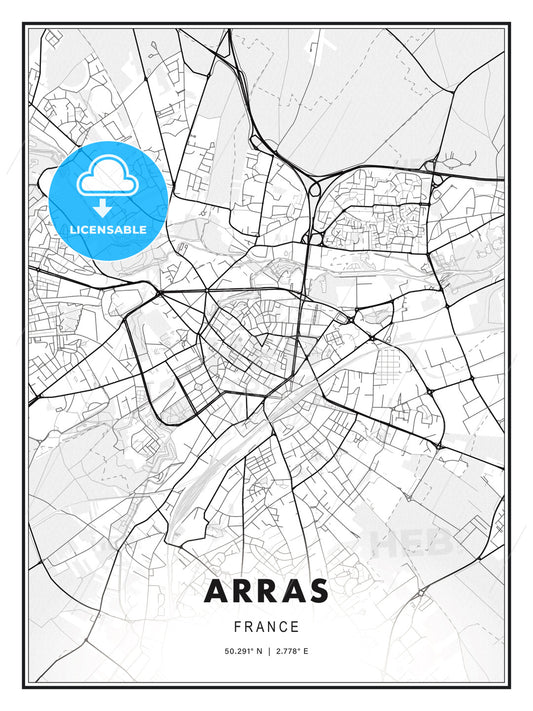 Arras, France, Modern Print Template in Various Formats - HEBSTREITS Sketches