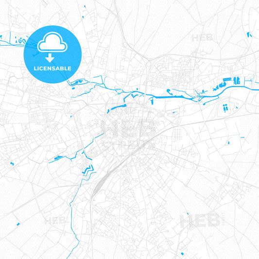 Arras, France PDF vector map with water in focus