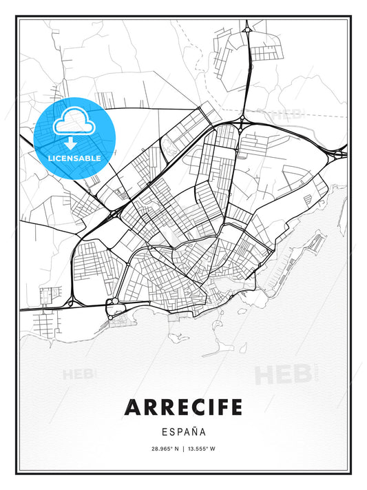 Arrecife, Spain, Modern Print Template in Various Formats - HEBSTREITS Sketches