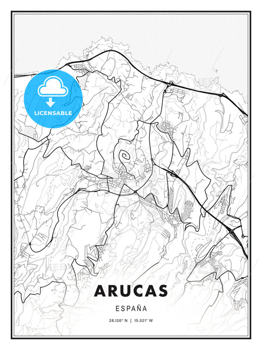 Arucas, Spain, Modern Print Template in Various Formats - HEBSTREITS Sketches