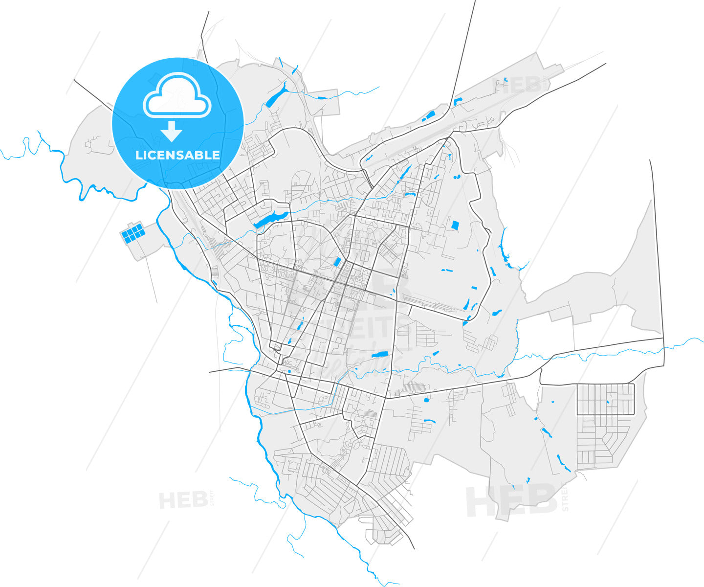 Arzamas, Nizhny Novgorod Oblast, Russia, high quality vector map