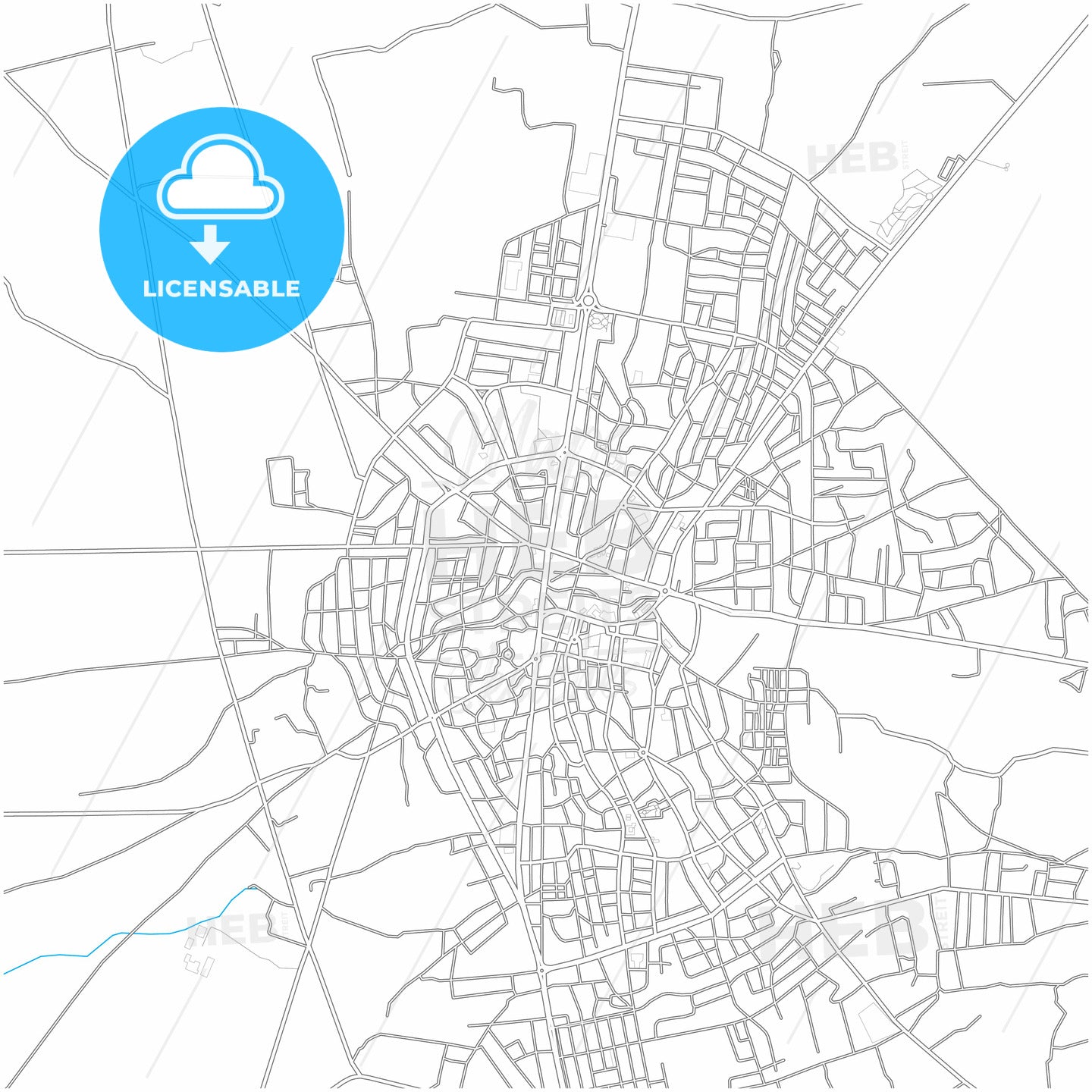 As-Suwayda, Syria, city map with high quality roads.