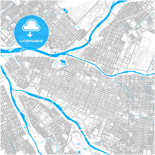 Asahikawa, Hokkaidō, Japan, city map with high quality roads.